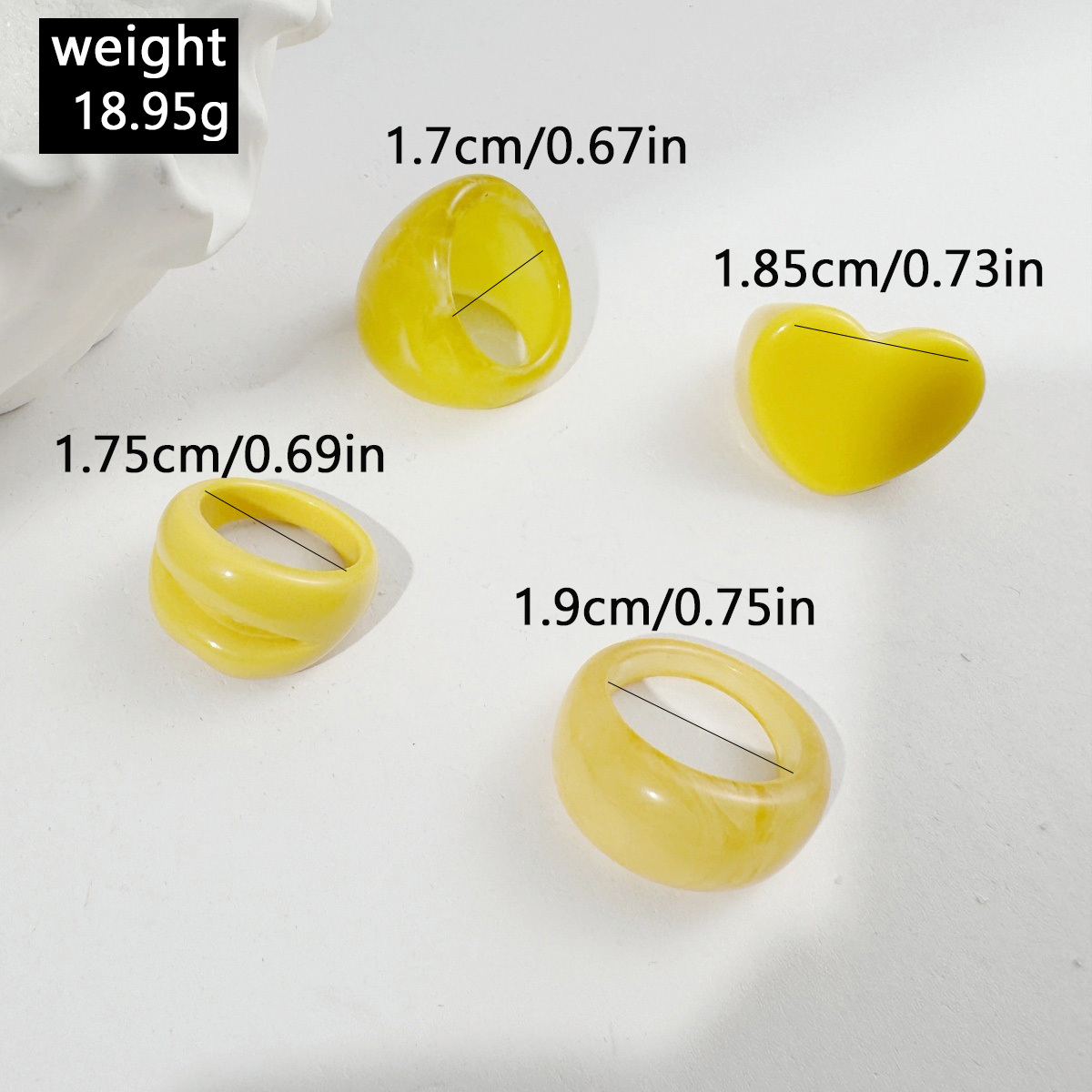 4pc Retro Unique Geometric Blend Resin Ring Set for Women